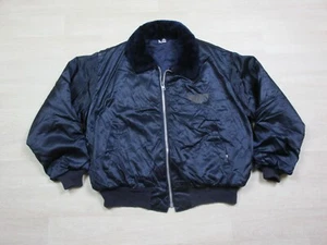 Vintage 1950's Blue Satin Bomber Flight Jacket Size (L) EMAR Zipper Quilted - Picture 1 of 13