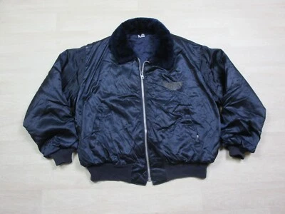 Vintage 1950's Blue Satin Bomber Flight Jacket Size (L) EMAR Zipper Quilted - Image 1 of 4