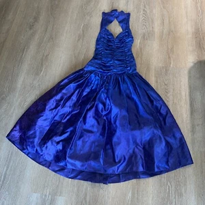 gunne sax dress vintage Prom Dress 80s Witchy Fairy Bow Blue Purple Sz 7 Small - Picture 1 of 17