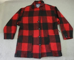 Vintage Woolrich Jacket Women's Size Medium Red Wool Blend Button Up Red Black - Picture 1 of 12