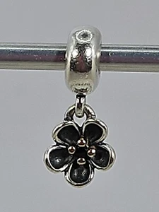 Authentic Pandora Forever Bloom Black Spinel/14K Dangle Charm #790951SPB - Picture 1 of 5