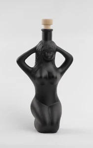 Deko Glas Flasche Lola 0,5 Liter Füllvolumen schwarz satiniert - Bild 1 von 1