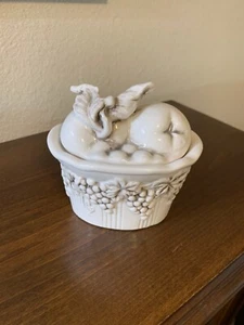 BELLA CASA BY GANTZ RUSTIC FRUIT TRINKET DISH WITH LID - Picture 1 of 8