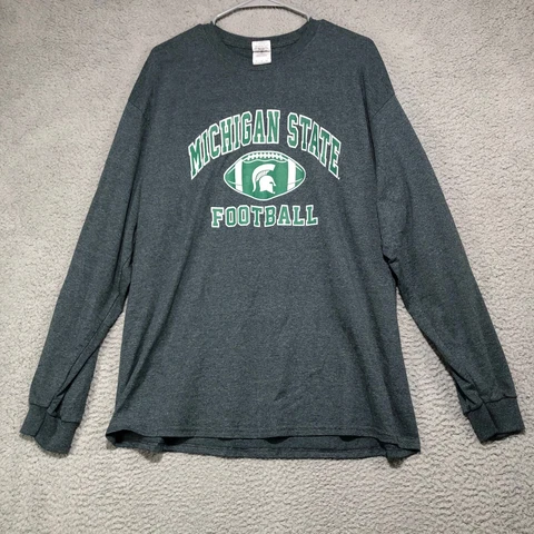 Michigan State Football Shirt Mens Extra Large XL Gray Long Sleeve Cover