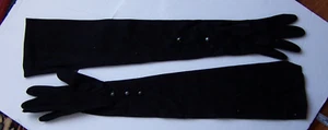 Fownes schwarze Opernlänge HANDSCHUHE 100 % Nylon 3 Knöpfe formelle königliche Kleidung Größe 6 - Bild 1 von 6