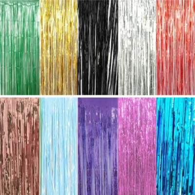 2M-3M FOIL FRINGE TINSEL SHIMMER CURTAIN DOOR WEDDING BIRTHDAY PARTY DECORATIONS