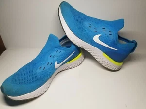 Scarpe Nike Epic React Flyknit blu brillante volt giallo bianco AQ0067-401 taglia 7,5 - Foto 1 di 12