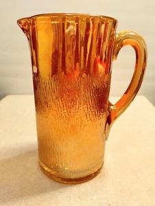 Karneval Glaskrug, Ringelblume, Baumrindenmuster, irisierend Vintage, wunderschön - Bild 1 von 6