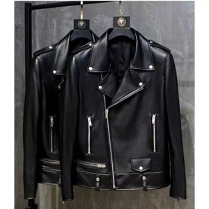 New Women's PU Leather Coat Short Slim Black Motorcycle Leather Jacket XS-2XL - Bild 1 von 7