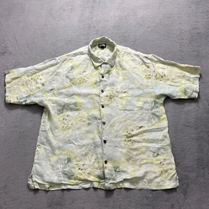 Camisa de lino Tommy Bahama para hombre XL amarilla floral hawaiana manga corta abotonada - Imagen 1 de 11
