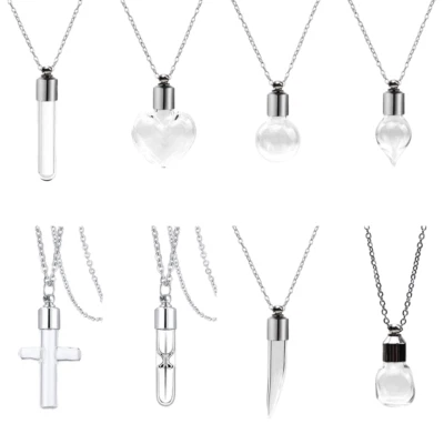 Glas Edelstahl Anhänger Asche Memorial Urne Andenken Halskette Gedenkschmuck  - Bild 1 von 3