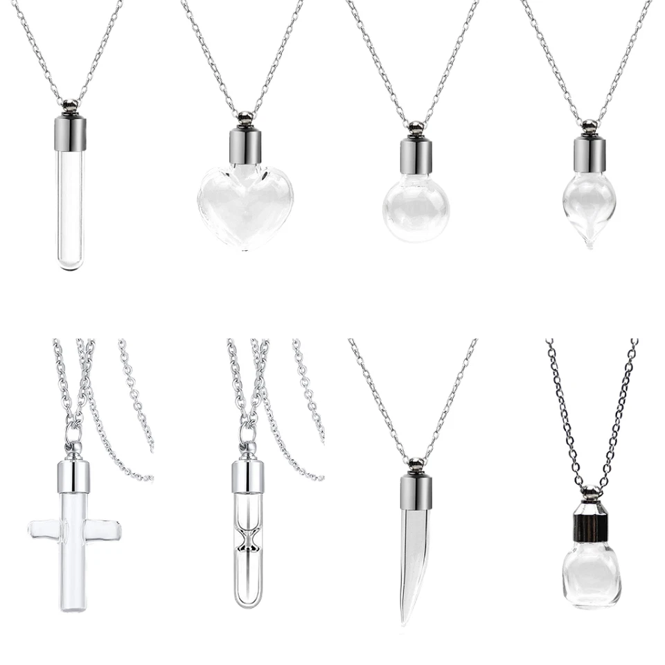 Glas Edelstahl Anhänger Asche Memorial Urne Andenken Halskette Gedenkschmuck  - Bild 1 von 3