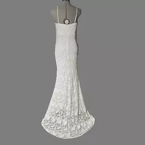 Lulus Forever and Always White Wedding Floral Lace Gown Long Dress Women's L - Picture 1 of 9