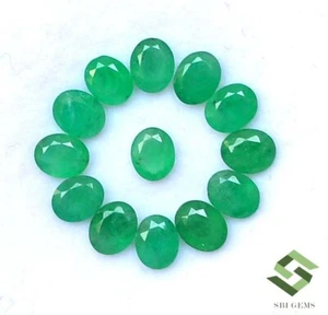 Lote 13 piezas de piedras preciosas sueltas sin tratar esmeralda natural corte ovalado 5x4 mm 4,26 CTS - Imagen 1 de 8