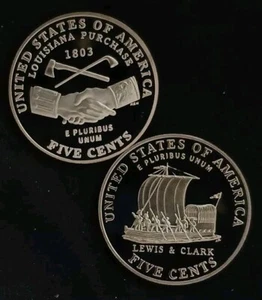 2004-S Dcam Proof Jefferson Nickel 2 Münzen Lot - "Westward Journey" ~ kostenloser Versand - Bild 1 von 4