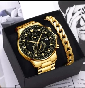 Fashion Mens Stainless Steel Watches Luxury Quartz Wristwatch Calendar Luminous - Picture 1 of 6