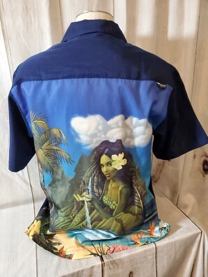 CAMISA HAWAIANA RIETVELD PARA HOMBRE M WAHINIS CHICA Cascada Gráfica Escena Azul EE. UU. Foto 1 de 4