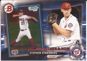 2017 TOPPS - BOWMAN-11 - THEN AND NOW - STEPHEN STRASBURG - WASHINGTON NATIONALS - Bild 1 von 2