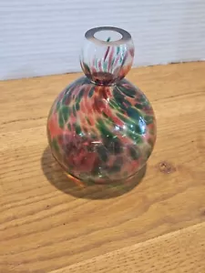 Vaso diffusore in vetro artistico soffiato fuso olio canna bocciolo rosa verde - Foto 1 di 9