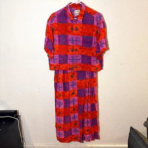Impresión hawaiana vintage Jams World 2 piezas. Conjunto Blusa y Maxi Vestido Talla Grande De Colección - Imagen 1 de 7