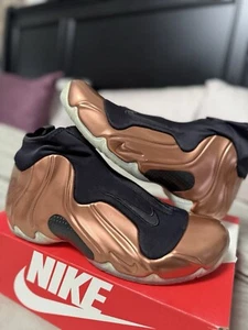 Nike Air Flightposite 2014 Premium Copper PRM Size 10 Gold Eggplant Silver Black - Picture 1 of 6