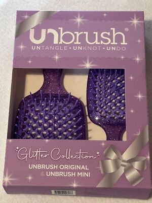 Cepillos UNbrush Glitter Collection púrpura tamaño completo y tamaño de viaje nuevos en paquete Foto 1 de 4