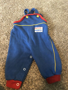 Vintage HealthTex Zebra Baby Jumpsuit Overalls Size 6 Months Blue Yellow Red