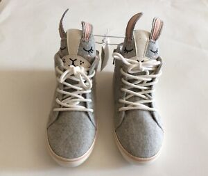 NEW OLD NAVY Gray Bunny Hi-Tops Zip up Shoes Sneakers Toddler Girls  Sz 9