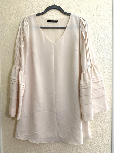 OFF WHITE Abito donna Ark & Co bianco sporco con volant manica lunga taglia M nuovo