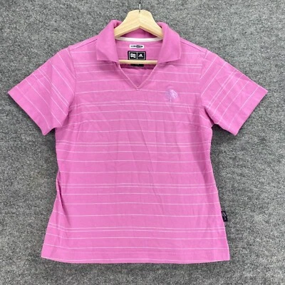 Adidas Activewear Polo Mujer S Pequeño Rosa Rayas Cuello ClimaLite Foto 1 de 4