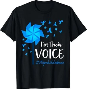 Child Abuse Prevention Awareness I'm Their Voice Pinwheel T-Shirt - Picture 1 of 4
