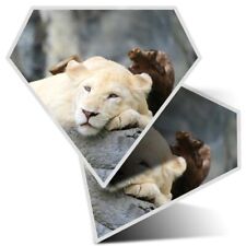 2 x Diamond Stickers 7.5 cm - Adorable Lazy Lion Cub Cute  #3688