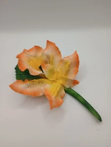 Fabar Orange Lily Porcelain Made In Italy Handmade Painted New In Box W/Papers - Picture 1 of 7