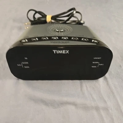 Timex T231Y AM/FM Dual Alarm Clock Radio with 1.2-Inch Red Display and Line Blk - Image 1 of 4