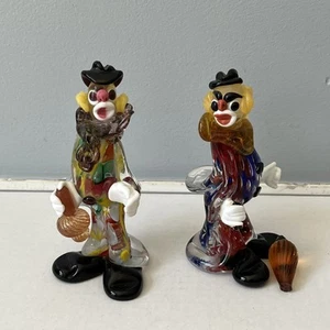 Vintage Murano Hand Blown Glass Clowns Set of 2 READ - Picture 1 of 15