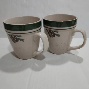 Tazzine da caffè Cabela’s Pinecone Folkcraft in gres 12 oz ~ set di 2 - Foto 1 di 7