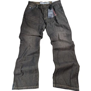 Vintage Koman Jeans Mens 36x34 Relaxed Straight Dirty Wash Patch Grunge Y2K NWT - Picture 1 of 9