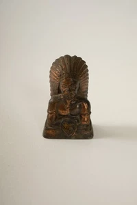 Indian Chief Figurine Souvenir Paperweight (R4A/JSF6) Bronzed White Metal - Picture 1 of 7