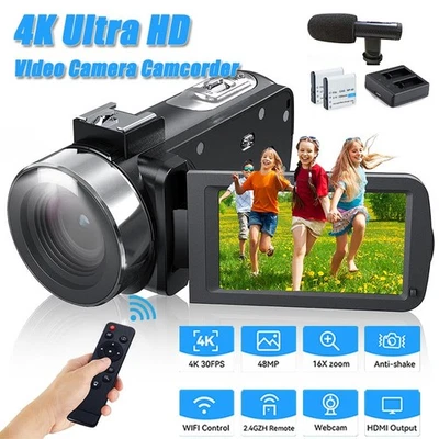 UHD 4K 48MP Videokamera Camcorder WLAN Nachtsicht  3 Zoll 270° Drehbarer Kamera - Bild 1 von 4