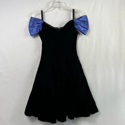 Vestido Roberta Vintage Terciopelo Para Mujer Negro Calce Acampanado Novia Cóctel Fiesta Foto 1 de 4