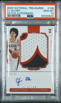 2020 Panini National Treasures #108 CJ Elleby Rookie Patch Auto RPA /99 PSA 10 - Image 1 of 2