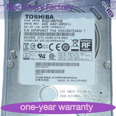 Toshiba MQ01ABF032 2.5" 7mm 320GB SATA Notebook Laptop Hard Drive - Image 1 of 3