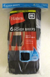 NEW Mens 6 Pack Hanes Tagless Boxer Briefs. Size 3XL. Black&Gray. Comfort Waist. - Picture 1 of 1