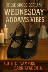 Bloque con cordones de gamuza negra Ecco para mujer 9,5 Mary Janes Wednesday Addams Vampire - Imagen 1 de 15