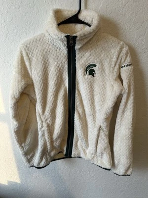Women’s XS Michigan State Spartans COLUMBIA Cream Sherpa Full Zip Jacket NEW - Image 1 of 4