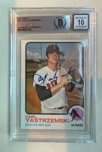 Autogramm 1973 Topps Carl Yastrzemski Boston Red Sox #245 Beckett Slabbed 10 - Bild 1 von 1