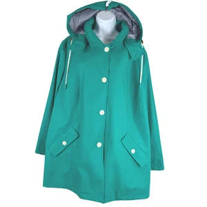 Talbots Classic Hooded Rain Jacket 3X Green Water Resistant NWT CJ-2198 - Picture 1 of 12