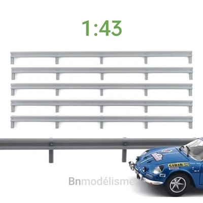 Lot 5 Glissières 1/43, 1m Décor Maquette Circuit Automobile Voiture Route Rallye - Imagen 1 de 2