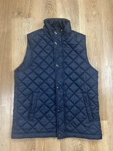 Barbour Weste Herren Large Navy Blau Gesteppt Rauten Druckknopfleiste Outdoorweste - Bild 1 von 8