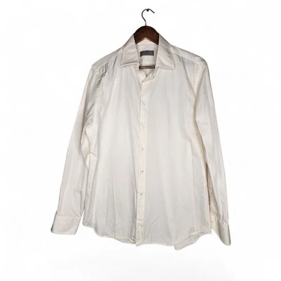 Canali Cotton Dress Shirt in Off-White Size 16.5/42 Made in Italy - Image 1 of 4